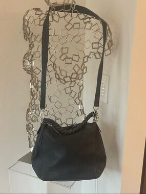 Black Women's Shoulder Bag with Braided Handle